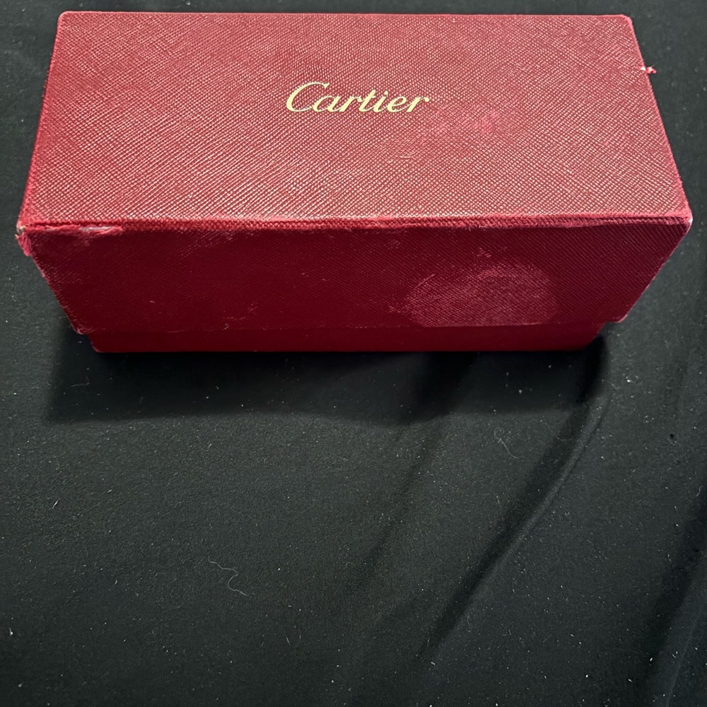 Cartier “C” frame ware. Pinkish Red lenses Gold hardware